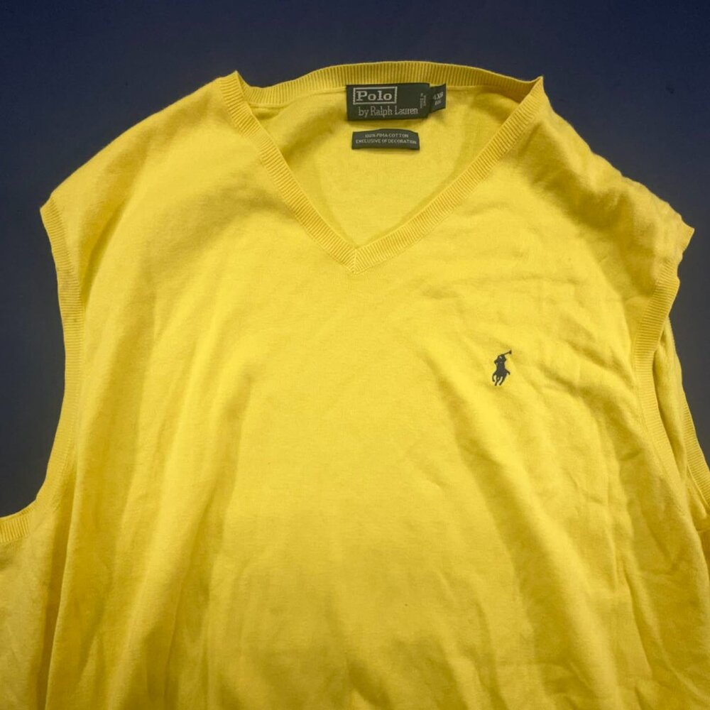 Polo Ralph Lauren Yellow Sweater Vest 100% Pima Cotton Size 4XB Big
